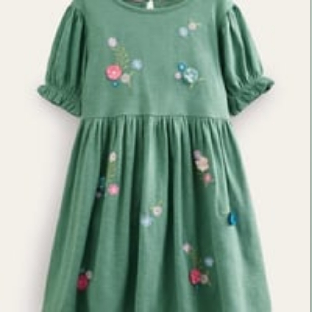 Mini Boden Green Floral Kids Dress